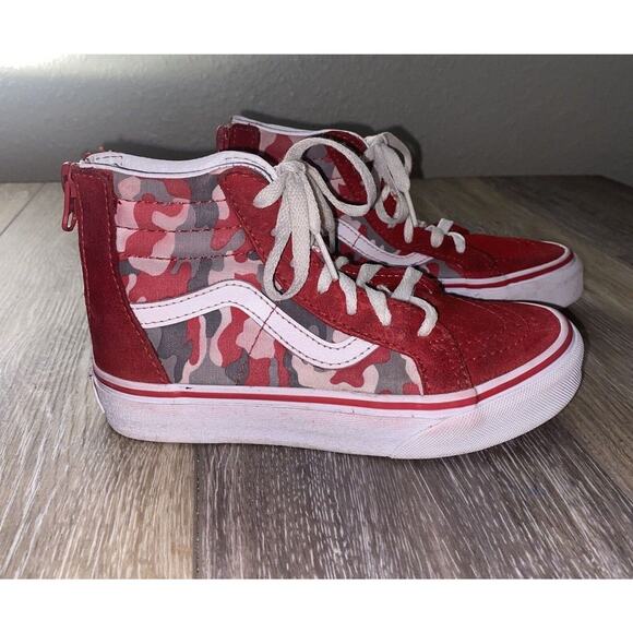 Vans SK8-HI Kids Youth US Size 13 Red Camoflauge Skate Sneaker Shoes 507698 - Picture 1 of 10